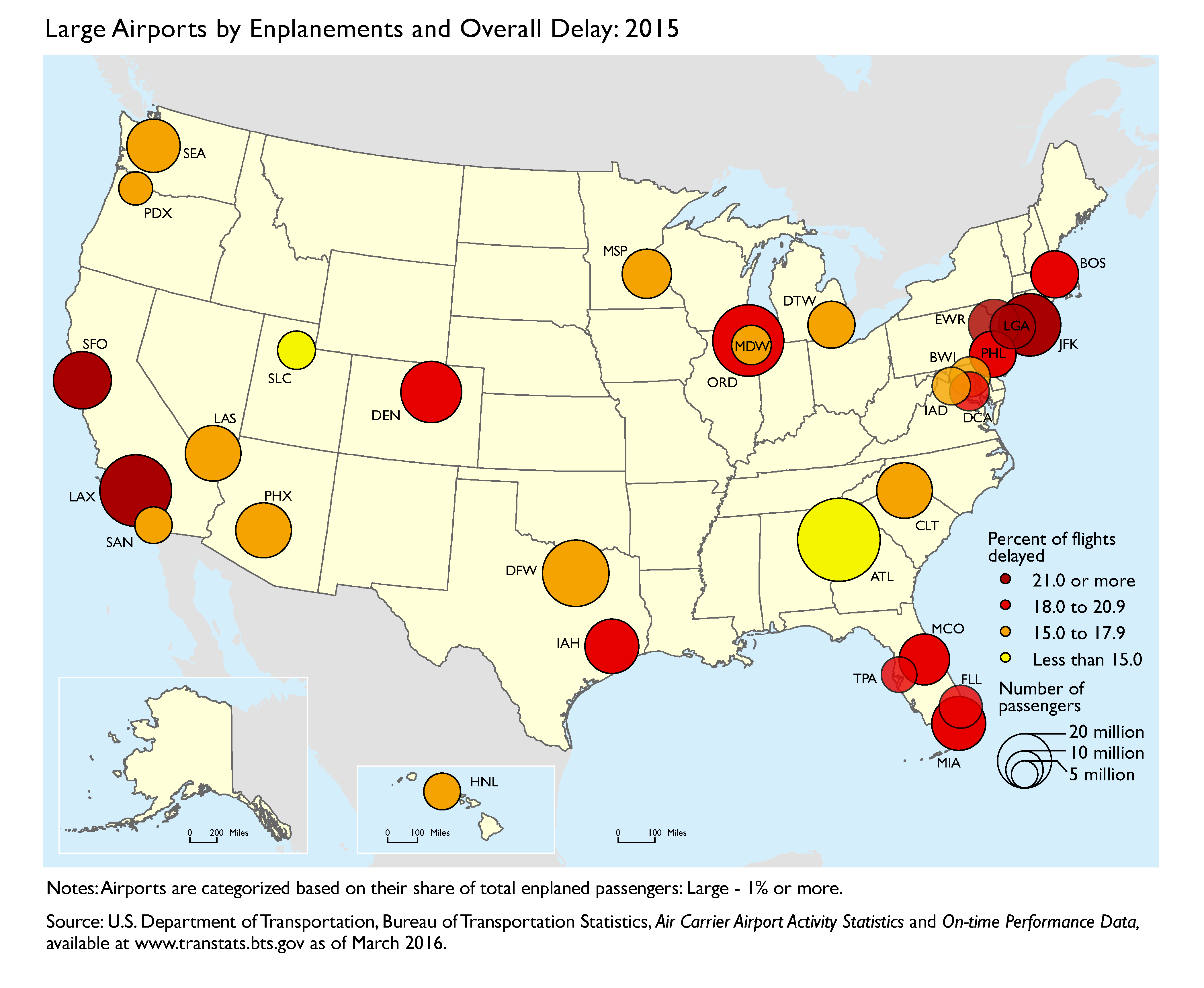 Interactive Map Of Us Airports Large Airports By Enplanements And Overall Delay 2015